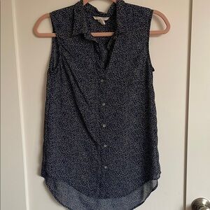 H&M Blue Button Down Shirt with Notched Collar